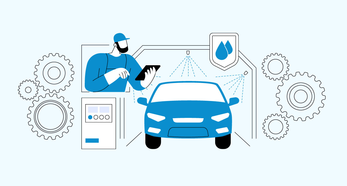 A car going through a very thorough cleaning at Feel Great Car Wash