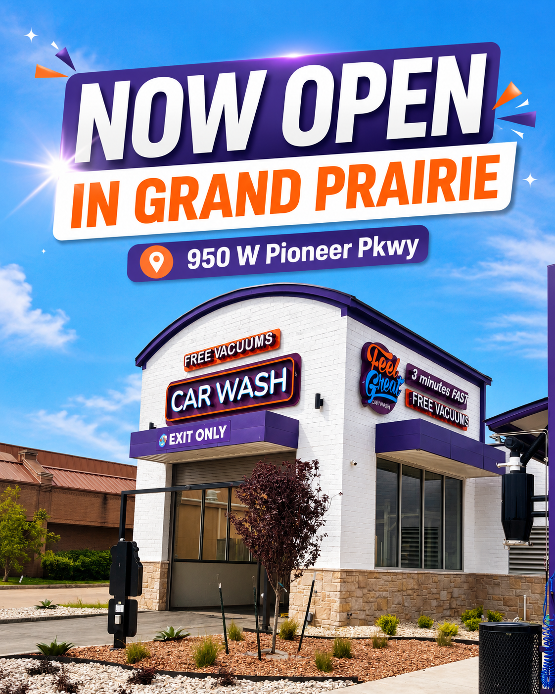 car wash in grand prairie experiencing a grand opening.